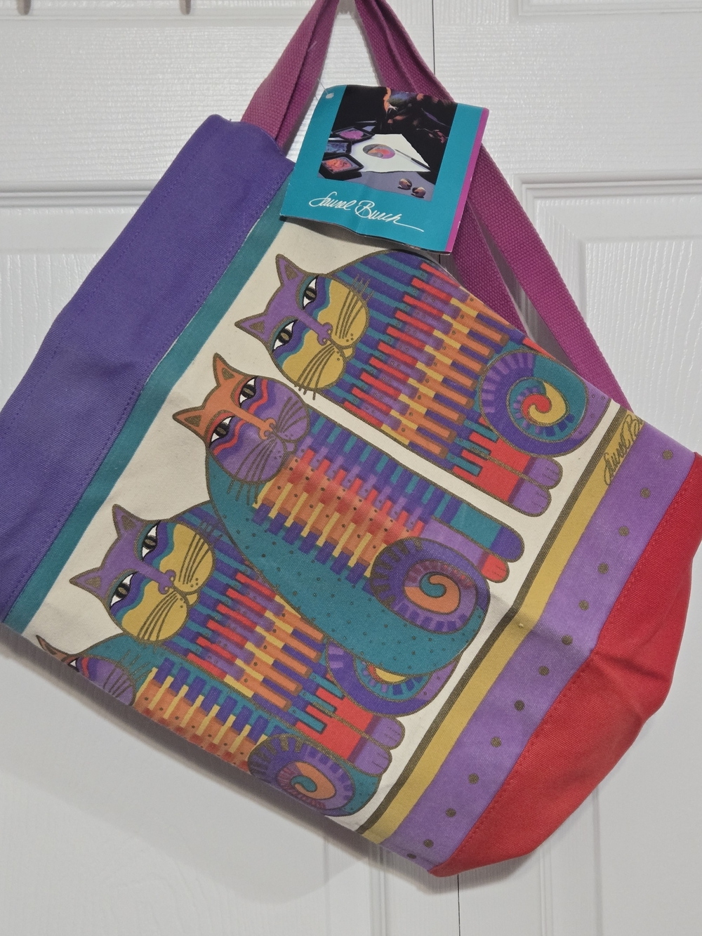 Laurel Burch Purple Multi Cat Tote Bag for Pets Cat